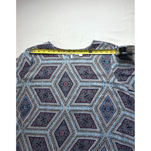 Charter Club Womens XL Blue Geometric Longsleeve Bell cuffs - Picture 3 of 8
